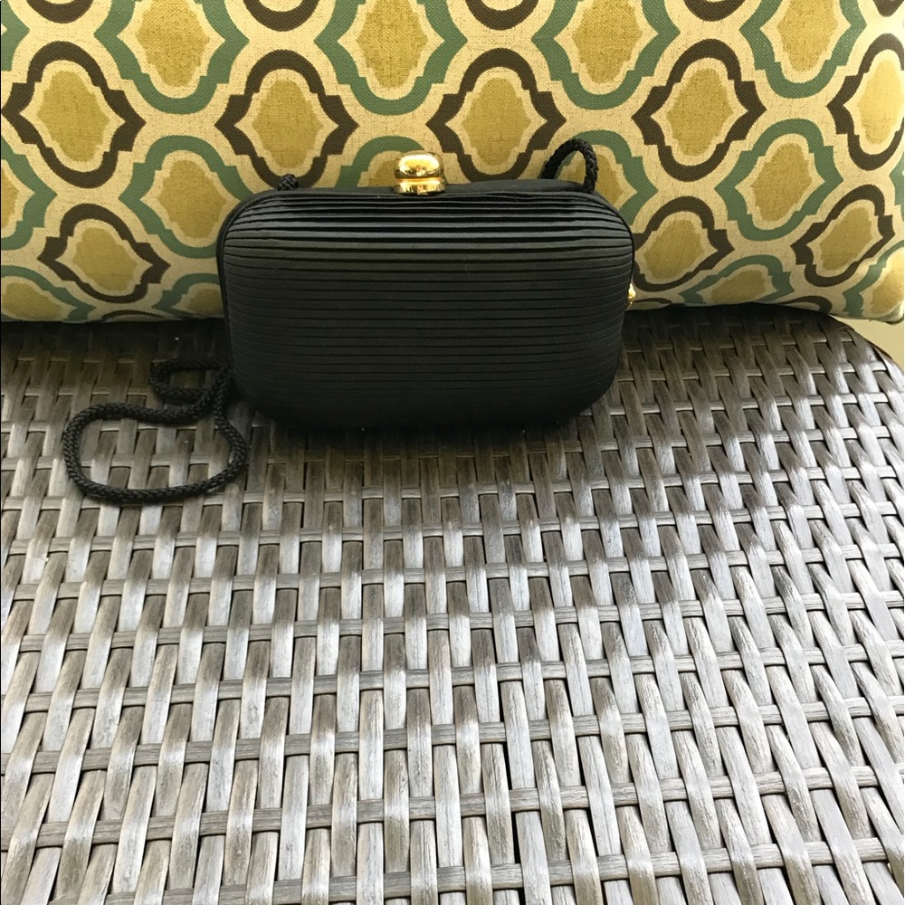 Mini black satin clutch
